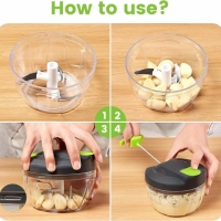 Mini tocator de mana cu snur, 520 ml, transparent, Vivo WK001